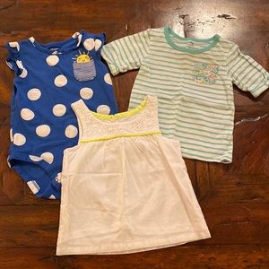 Bundle Lot of 3 Baby Girls Size 12 Months Summer Shirts Tops, Sunshine, Neon